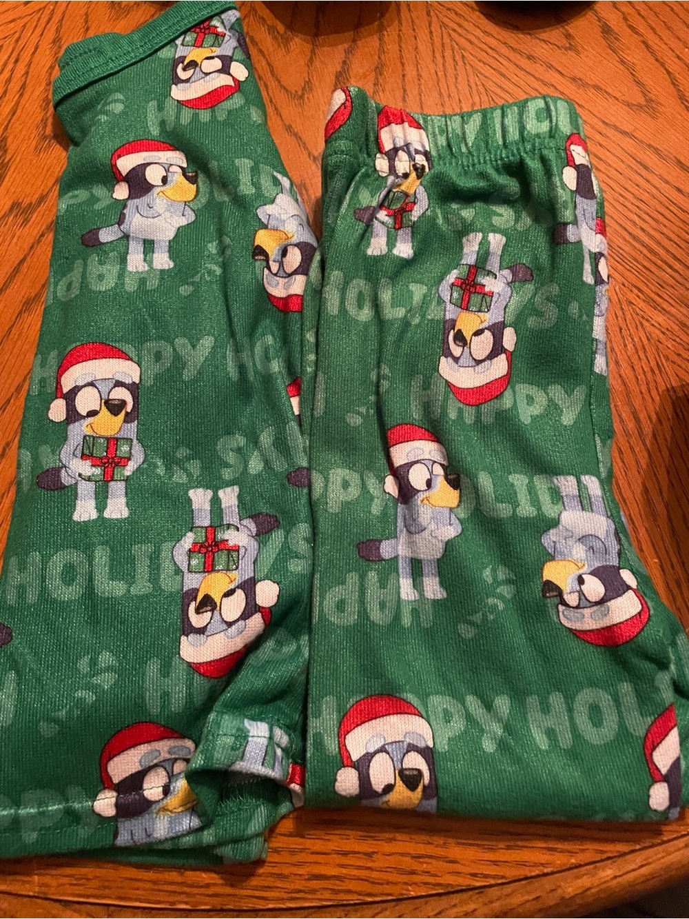 Kids Green Holiday Bluey Pajama Pants
